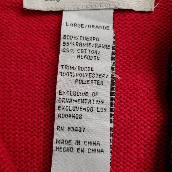 Tiara International Christmas Cardigan‎ Large Festive Red Poinsettia Embroidery - Picture 4 of 13